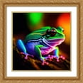 thumbnail image 2 of Stephen Chambers 12x12 Gold Ornate Wood Framed With Double Matting Wall Art Titled - Unreal Neon Tree Frog, 2 of 6