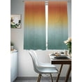 thumbnail image 3 of Burnt Orange Teal Ombre Sheer Curtains 72 Inch Length 2 Panels Set, Modern Gradient Abstract Art Voile Window Treatment Rod Pocket Curtains Sheers Drapes for Bedroom/Living Room/Kitchen 52"x72"x2, 3 of 7