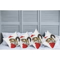 thumbnail image 2 of Ambesonne Christmas Throw Pillow Cover 4 Pack, Chipmunk in Santa Hat, 24", Pale Yellow White Red, 2 of 7