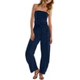 thumbnail image 6 of Women Jumpsuits for Summer​ Casual Strapless Sleeveless with Pockets, One-Piece Romper for Party and Travel Navy S, 6 of 9