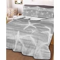 thumbnail image 3 of Quilts Twin-XL Size Bedding Set, Grey Starfish Coastal Lightweight Quilted Comforter, Summer Beach Nautical Ocean Vintage Soft Bedspread Coverlet with Pillow Covers for All Season, 68" x 98", 3 of 7