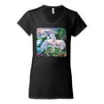thumbnail image 2 of Unicorn Fanstasy Island Castle Animal Lover Womenâ€™s Standard V-Neck Tee, Black, X-Large, 2 of 3