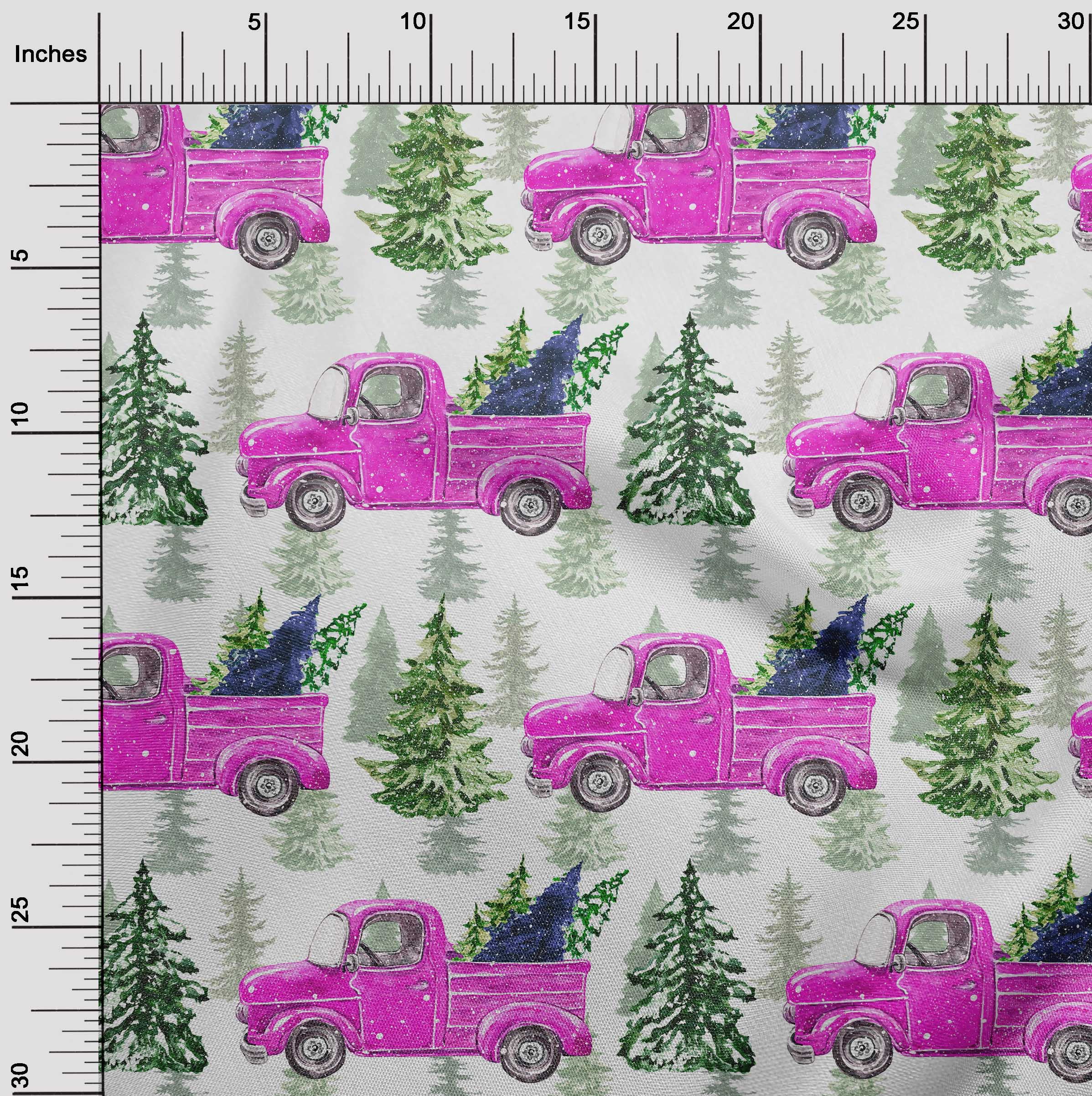 oneOone Polyester Spandex Fuschia Pink Fabric Merry Christmas Sewing Material Print Fabric By The Yard 56 Inch Wide