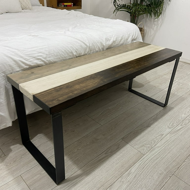 Barn Walls Rustic Solid Wood Bench Accent Bench Bedroom Bench Entryway Bench Footboard Bench Kitchen Bench Heavy Duty Metal Legs. Compatible