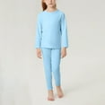 thumbnail image 2 of Riecok Girls Thermal Underwear Sets Long Sleeve Solid Color Pullover Tops and Long Pants Soft Comfortable Bottom Sets, 2 of 8