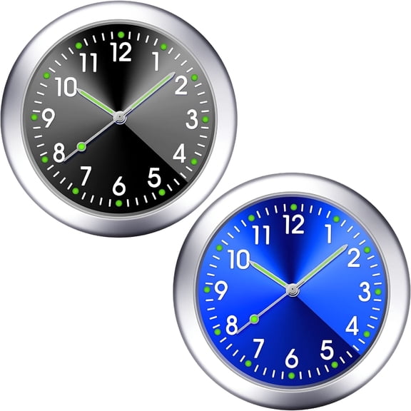 LADYGYM 2 PCS Stick on Dashboard Car Clock 1.6",Mini Analog Luminous Air Vent Clock