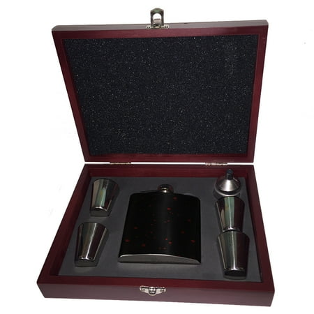 

KuzmarK 6 oz. Stainless Steel Flask Set in Rose Wood Presentation Box - Kitty Cat Paw Eyes