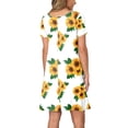 thumbnail image 5 of Outfmvch Fall Dresses Womens Dresses White Dress Women Summer Short Sleeve Sunflower Printed Pockets Sundress Casual Swing Dress Womens Dresses White L, 5 of 8