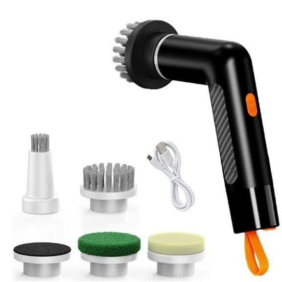 ​​Yooshoverk Portable Electric Cleaning Brush | 360° Rotating Handheld Scrubber with 6 Replaceable Heads | Rechargeable Deep Cleaner for Bathroom Tiles & Kitchen Sinks (0.7lb, 3 Speeds)​​