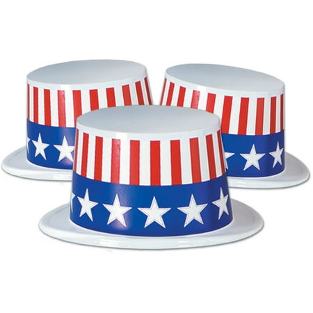 USA Uncle Sam Plastic Topper With Patriotic Star Band Costume Accessory
