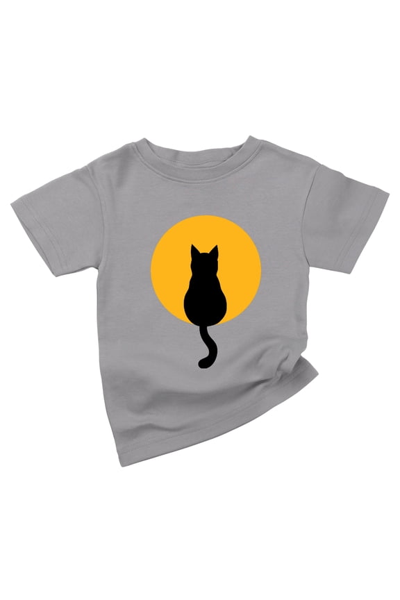 Boys Black Cat Moon Organic Cotton Halloween Top, Sizes Newborn to 16