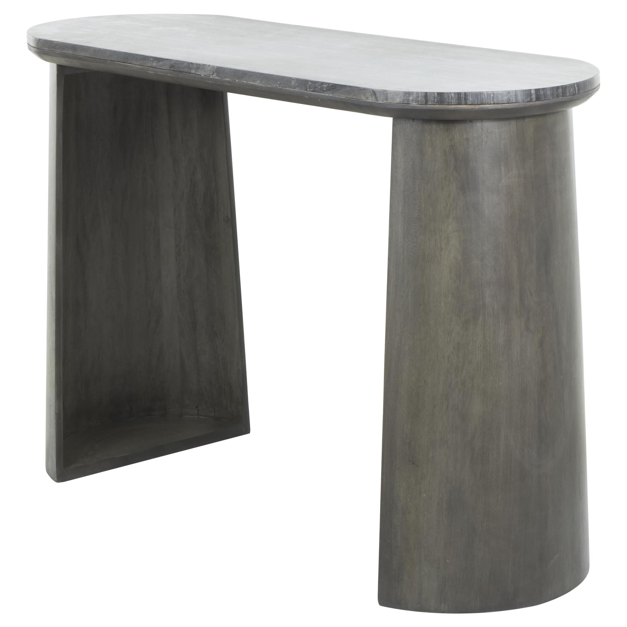 DecMode 48" x 33" Dark Gray Mango Wood Oval Console Table with Curved Flared Legs, 1-Piece
