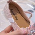 thumbnail image 6 of Gpaecead Girls Rhinestone Bow Crystal Princess Shoes Faux Leather Casual Flats For Party Wedding Dance Performance,B-Pink, 6 of 8
