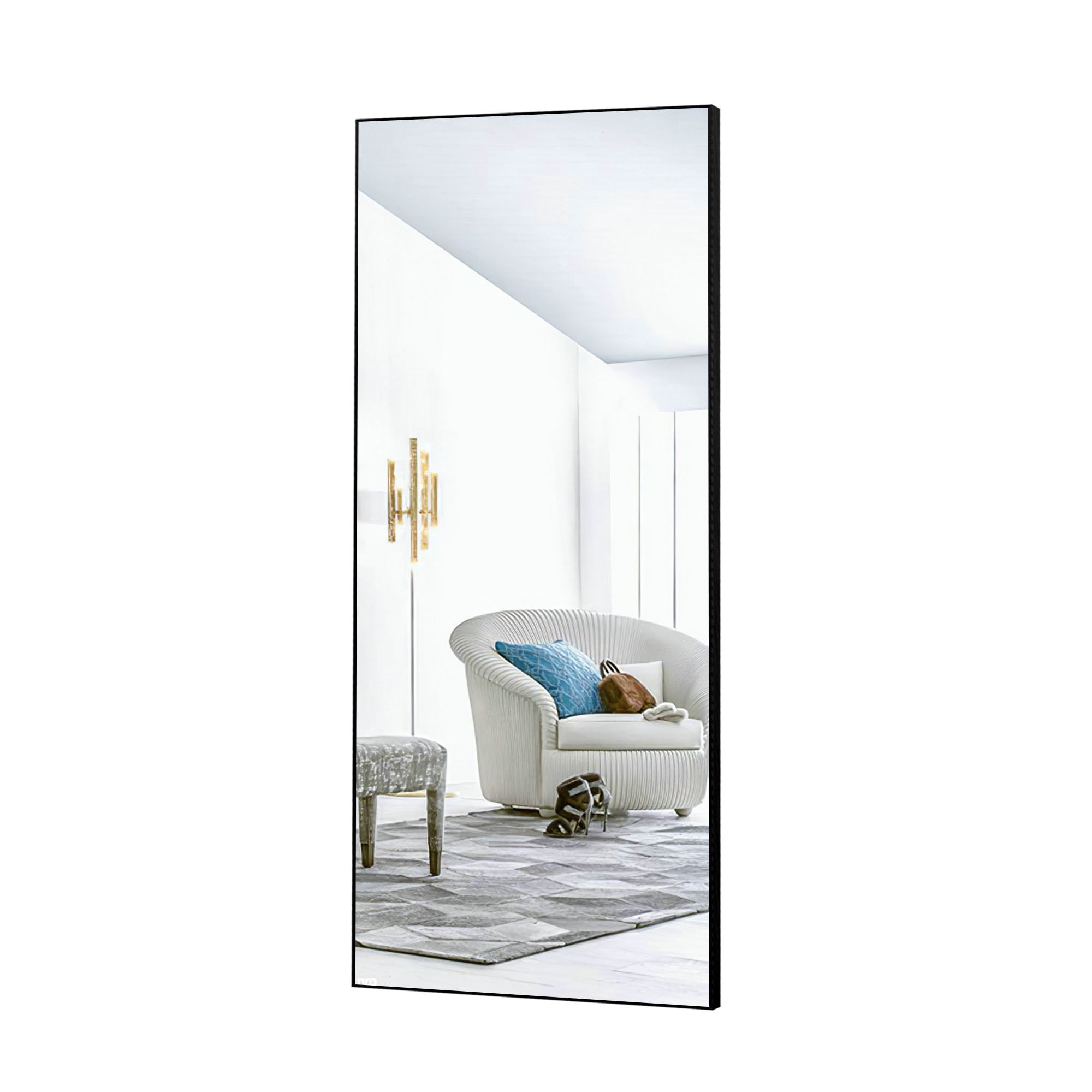 NeuType 28 in x 71 in Black Modern Floor Mirror