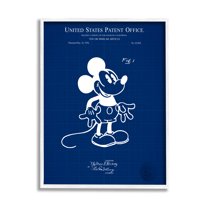 Stupell Industries Cartoon Mouse Character Blueprint Graphic Art White Framed Art Print Wall Art, Design by Karl Hronek