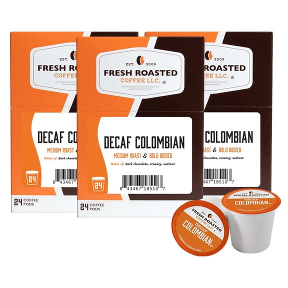 Fresh Roasted Coffee, Colombian Decaf, Medium Roast, K-cup Compatible, 72 Count