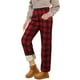 thumbnail image 1 of Gibobby pantalones para nieve Pantalones de pierna recta de felpa y engrosados en invierno 2023 Nuevos pantalones casuales cálidos de talle a cuadros de terciopelo de de imitación (Rojo, L), 1 of 4