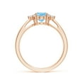 thumbnail image 2 of ANGARA Natural Tapered Shank 1 ct Aquamarine Ring with Diamond Accents in 14K Rose Gold for Women (Size-8x6mm) | March Birthstone, Anniversary, Jewelry Gift for Women | Natural Aquamarine Ring, 2 of 9