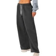 thumbnail image 2 of Women's Yoga Pants Comfortable Drawstring Pants Loose Straight Pants With Pockets Solid Color Sweat Pants Wide Leg Running Exercise, 2 of 7