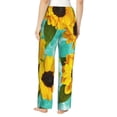 thumbnail image 3 of Xecao Sunflowers With Green Leaves Women's Straight Lounge Pajama Pants: The Epitome of Relaxed Sleepwear, 3 of 9