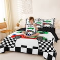 thumbnail image 3 of Erosebridal Kids Race Car Twin Bedding Sets, Racing Flag Bedding Comforter Set, Black Reversible, 7pcs, 3 of 6