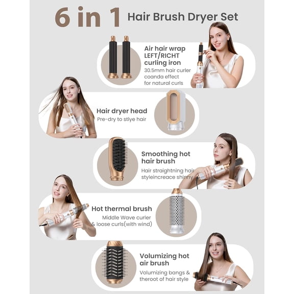 Ukliss 6-in-1 Hot Air Brush with Ionic Technology for Frizz-Free Salon Blowout