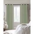 thumbnail image 4 of Sage Green Beige Striped Blackout Curtains for Bedroom Living Room Darkening Curtains 96 Inches Long Modern Farmhouse Retro Lines Window Curtain 2 Panels Set Window Treatment Grommet Drapes 52"x96", 4 of 9