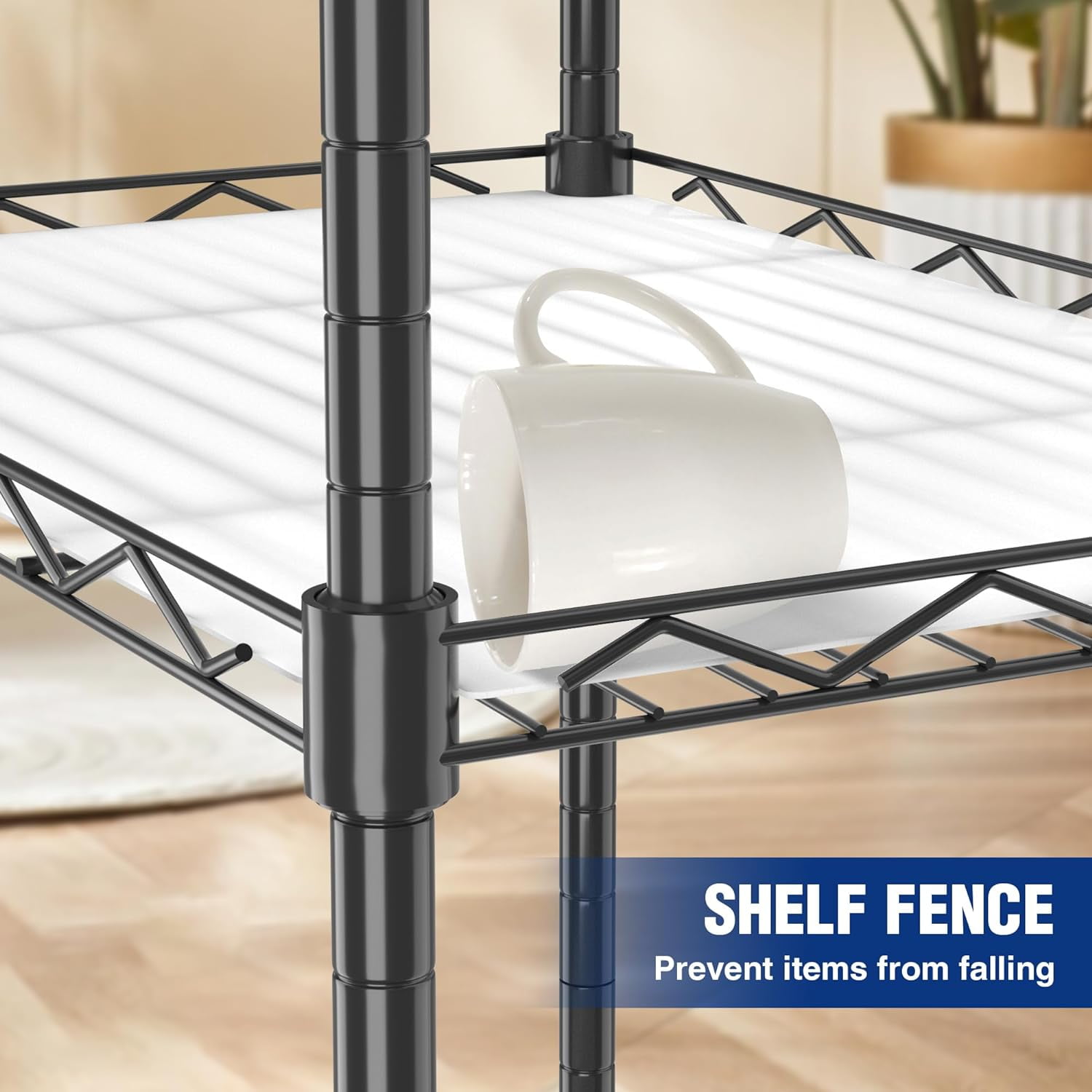 WORKPRO 550 lbs 5-Tier Metal Shelving Unit, 17"W x 11.5"D x 51.5"H, Adjustable Storage Wire Rack  with Extra Hooks and Shelf Liner, Kitchen and Pantry