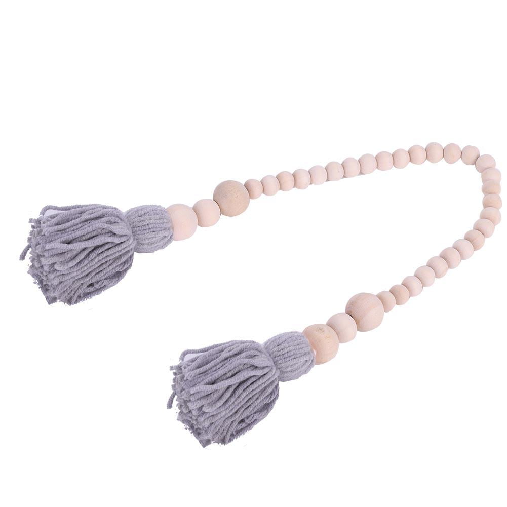 Kritne Wooden Hanging Bead Tassel, Hanging Nursery Wooden Bead, Natural