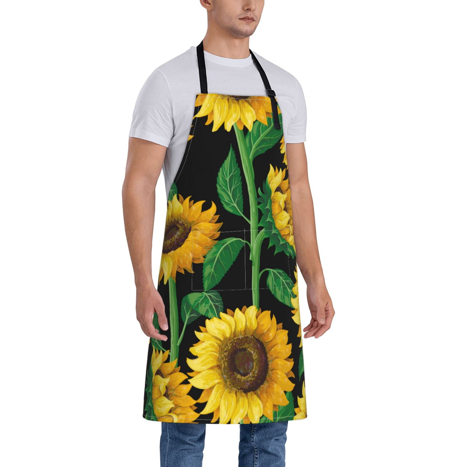 Kdxio Sunflower Apron with Pockets Adjustable Kitchen Aprons for Men Women Waterproof Aprons for Cooking,Drawing,Crafting, Baking Household Cleaning