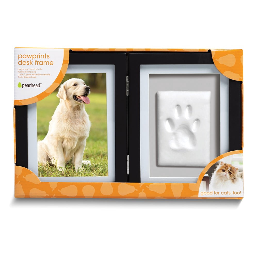 Pawprints Hinged Black Wood 4x6 Photo Frame with Clay, Tools, and Instructions