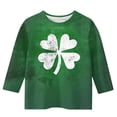 thumbnail image 2 of Girls St Patrick's Day Long Sleeve Shirt, Distressed Four Leaf Clover Graphic Tee, Soft Stretch Fit for Kids to Big Kid 3-13 Years,Size 10-11T, 2 of 5