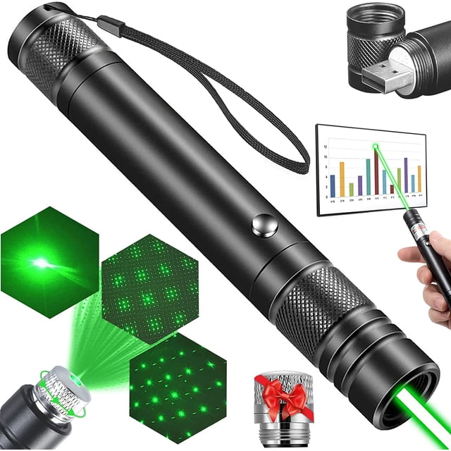 Puntero láser de alta potencia Puntero de luz láser verde de largo alcance Juguetes Puntero Lazer de alta potencia para presentaciones Caza al aire libre Puntero láser USB recargable ShuxiuWang 1327537090052