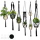 thumbnail image 1 of Juego de 6 ganchos para plantas de macramé – soporte para plantas boho con 12 ganchos de techo negro, 1 of 7