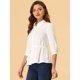 thumbnail image 3 of INSPIRE CHIC Blusas con botones para mujer, con cordón en la cintura, manga 3/4, peplum blanco XL, 3 of 5
