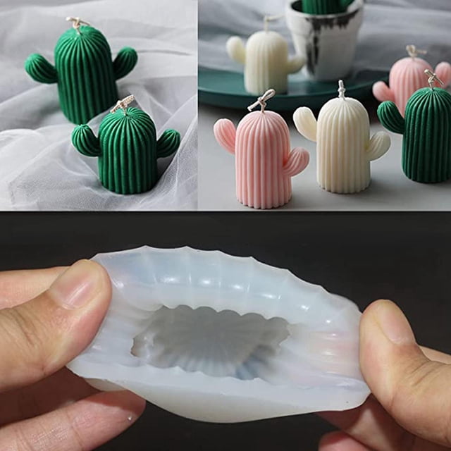 Molde de vela de estatua de cactus 3D, escultura de cactus de silicona, velas aromáticas de arcilla, adorno de jabón, moldes de fundición de resina Baoblaze Molde de cactus