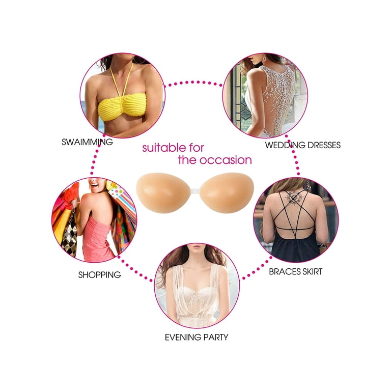Adhesive Bra Strapless Sticky Invisible Push up Silicone Bra for Backless  Dress - Walmart.com