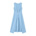 thumbnail image 6 of Admvng Women's Dress Sleeveless Round Neck Wrap Waist with Button Detail Asymmetrical Hem Casual Sundress, 6 of 8