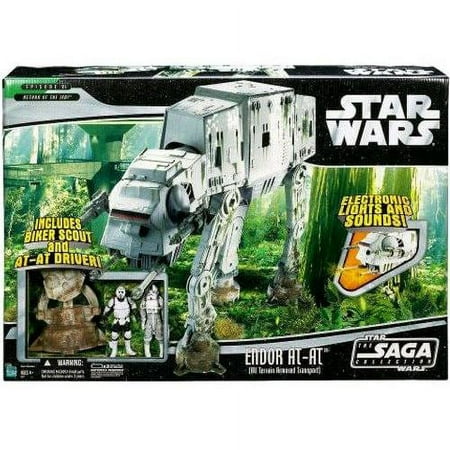 Star Wars Return of the Jedi Deluxe Action Figure Vehicle Set - ENDOR AT-AT w/ Biker Scout & Driver