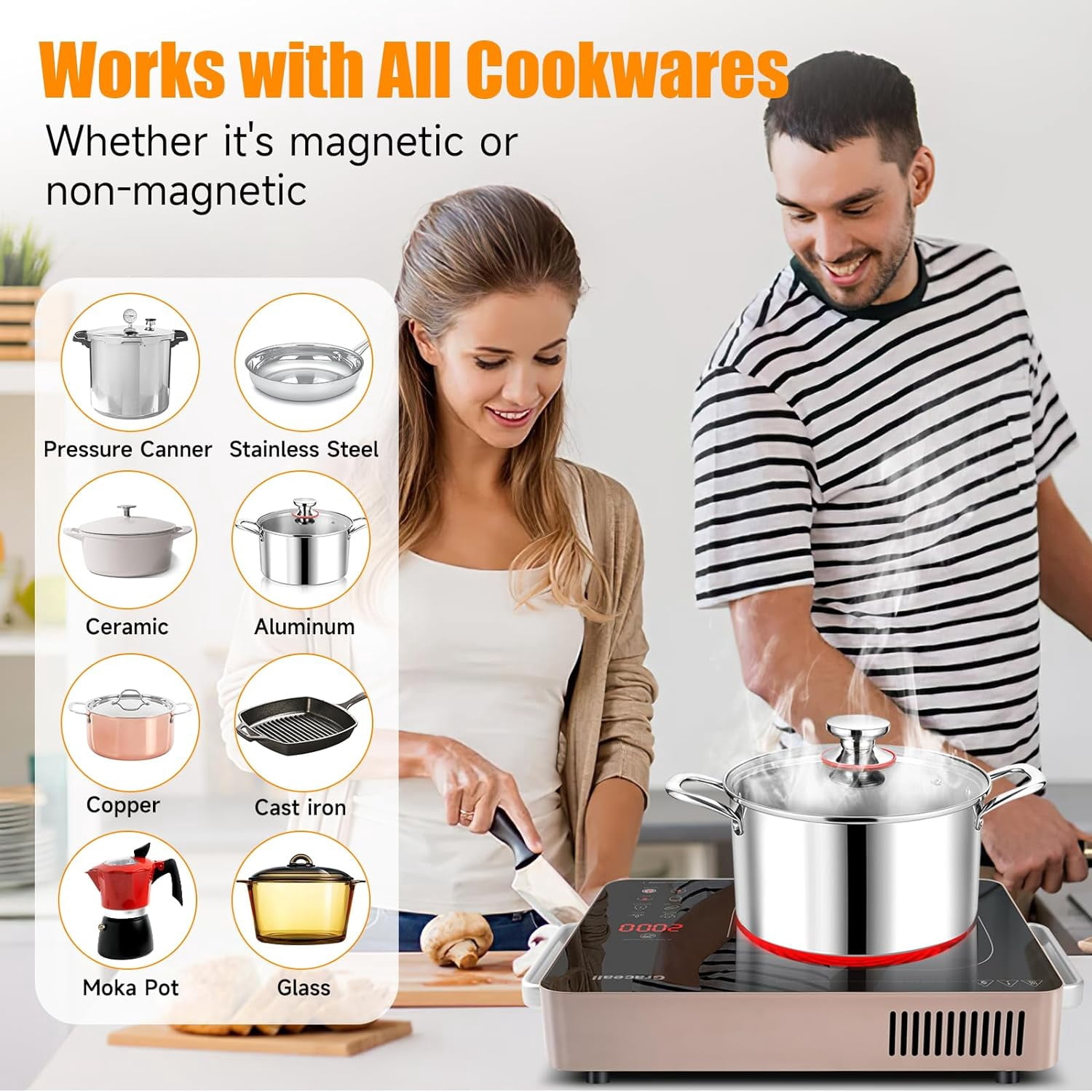 2000W Electric Hot Plate Single Burner, Portable Stove Top Burner 110V Kitchen Stove Countertop Burner for Cooking Outdoor Indoor (Korean BBQ Plate Included)