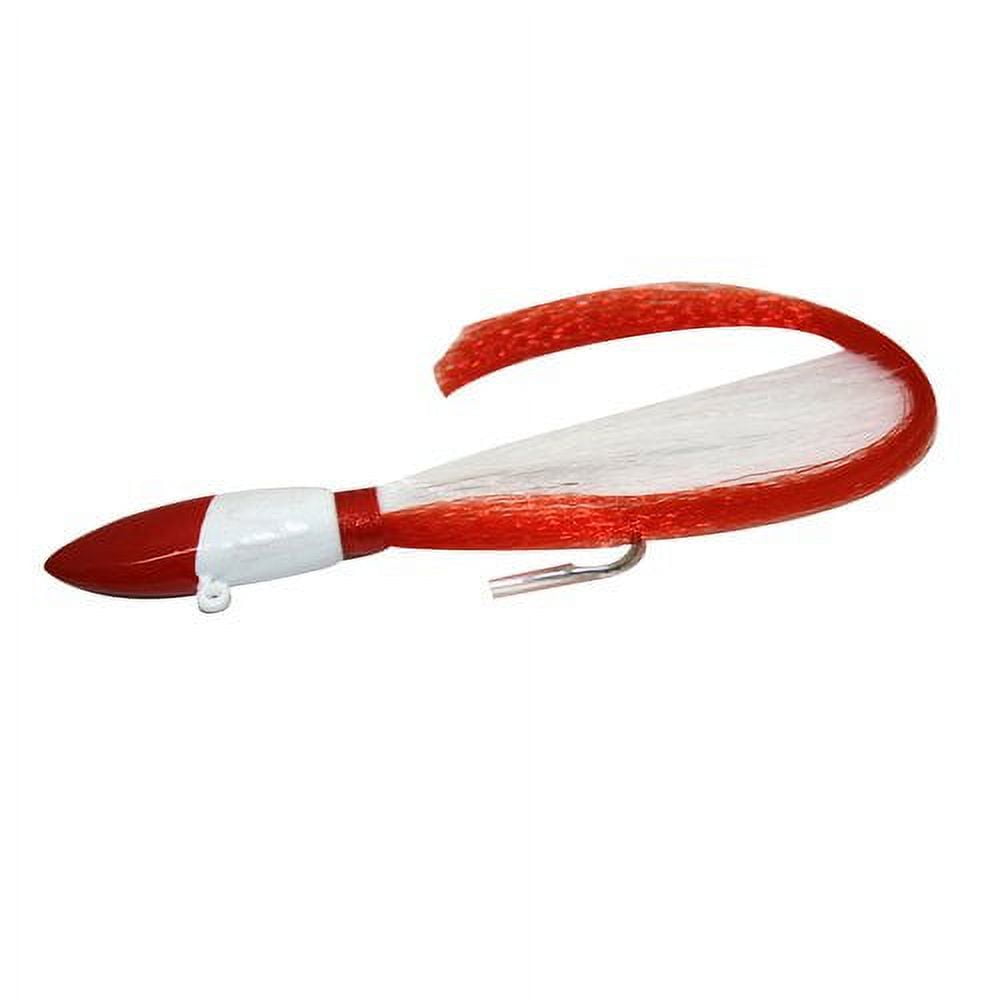(3 pack) Tsunami Buster Red Tail Jig 2 oz. – Red Head, White Mylar Tail