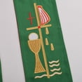 thumbnail image 5 of BLESSUME Clergy Green / Red Reversible Stole Church Pastor Mass Stole with Birds Cross, 5 of 9