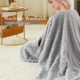 thumbnail image 6 of Walensee Wearable Blanket Sherpa Fleece Blanket, Fuzzy Super Soft Plush Shawl TV Throw Blanket with Pockets, Fluffy Warm Cozy Cape Wrap for Women Adults (Light Grey, 59” x 63”), 6 of 9