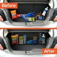 thumbnail image 6 of Trobo Back Seat Trunk Organizer, 5 Mesh Pockets Foldable Backseat Car Organizer & Storage, Multipurpose Auto Interior Space Saving Cargo Hanging Trunk Storage Bag, Travel Accessories, Adjustable Strap, 6 of 7
