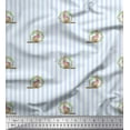 thumbnail image 1 of Soimoi Blue Rayon Crepe Fabric Cat & Wreath Stripe Print Fabric by the Yard 46 Inch Wide, 1 of 3