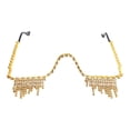 thumbnail image 2 of QccHieUs Rhinestone Glasses Frame Eyeglasses for Party Masquerade Show Festival Birthday, Gold, 2 of 6