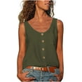 thumbnail image 2 of Fiudx Ofertas Del Día Moda Mujer Casual Cuello En V Sin Mangas Botón Sólido Blusas Casuales Tops, 2 of 6