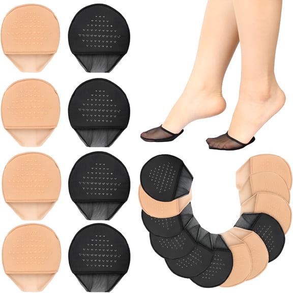 TELOLY 10 Pairs Ball of Foot Cushion Socks, No-Show Liner Half Sock Non-Slip Seamless Toe Topper Cover for Women Girls Flats High Heels Sandals