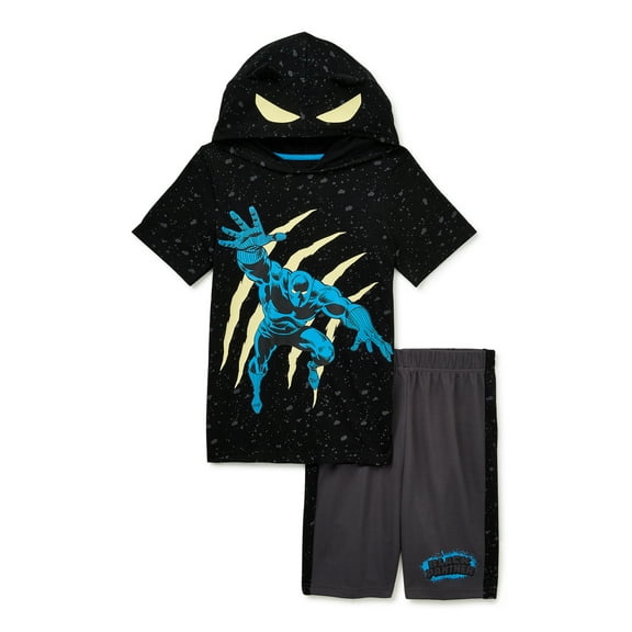 Black Panther Boys Cosplay Hooded Top & Short Set, 2-Piece, Sizes 4-10