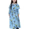 thumbnail image 2 of Odeerbi Muslim Long Dress Middle Big Girls 2025 Long Sleeve Round Neck Lace Print Dress, 2 of 6